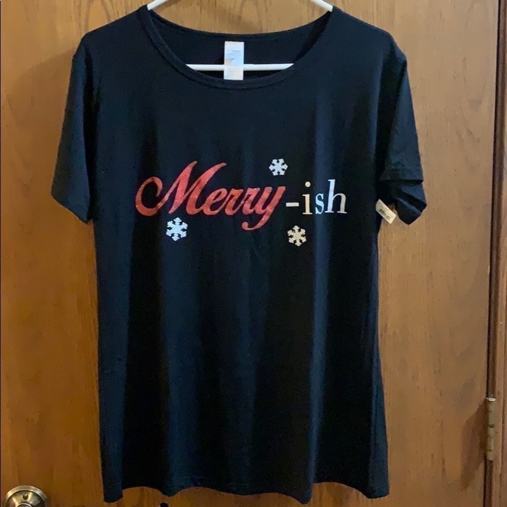 Merry-ish Black Short Sleeve Top